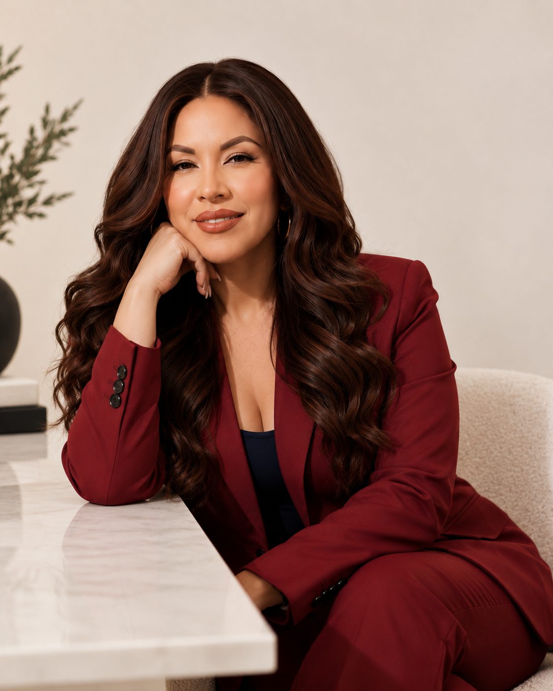 Elegant Burgundy Professional Portrait
